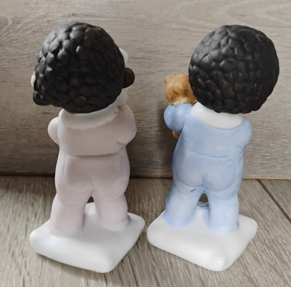 Vintage Homco 1430 Figurines "Children Ready For Bedtime" Ceramic Set Of 2 - Picture 6 of 11